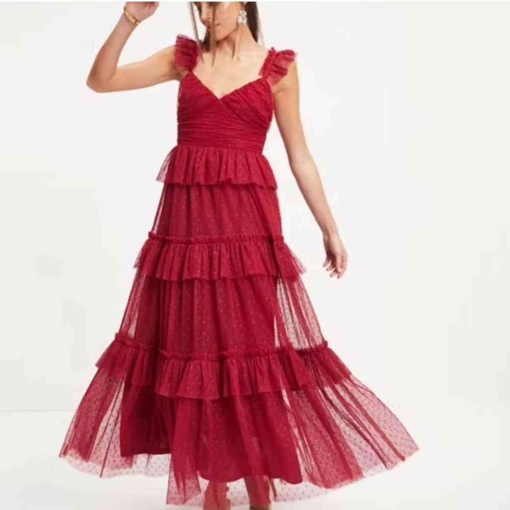 Vici Red Tiered Maxi Dress